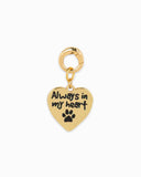 Gold Heart with Printed Dog Paw Jewelry Charm