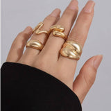 Abstract Boho Ring Set - 4-Piece Gold Stackable Rings