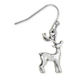 Winter Deer Silver Dangle Earrings