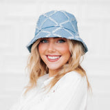 Diamond Print Bucket Hat – Blue