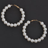 Pearl Beaded Statement Hoop Earring