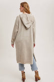 Longline Hoodie Drape Open Front Cardigan Coatigan Oatmeal