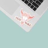 Stay Wild Cow Skull Pink Cowgirl Vinyl Sticker
