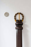 Two Tone Twisted Buckle Classic Leather Belt Brown