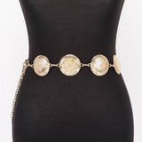 Vintage Look Metal Disk Chain Belt – Gold