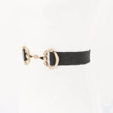 Straw Metal Buckle Elastic Belt Black Gold