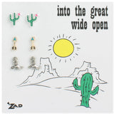 Southwest Stud Earrings Set of 3 | Cactus, Arrow & Cowboy Boot