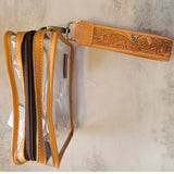 Darla Clear Wristlet Tooled Strap Western Purse Tan Festival Concerts Stadiums