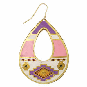 Prairie Princess Pastel Aztec Teardrop Enamel Earrings