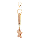 Bling Crystal Gold Star Strap Keychain Bag Charm