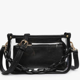Jessica Clear Duo Crossbody Strap Chain Strap Black