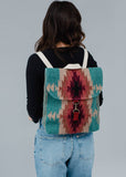 Cotton Wool Woven Teal Burgundy Tan Western Southwestern Aztec Backpack