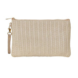 Straw Wristlets Clutch Cream