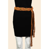 Boho Pattern Braided Belt Brown