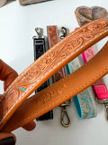 Hand Tooled Leather Wristlet Keychain Key Fob Chunky