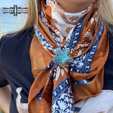 Western Cowgirl Roundup Star Wild Rag Scarf Slide Ring Tee Clip