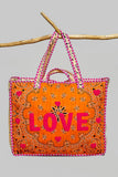 LOVE Bandana Quilted Tote Bag | Orange Multi