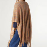 Hadley Fringe Shawl Wrap Ruana with Lurex Taupe