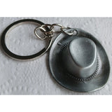 Cowboy Hat Silver Metal Key Chain