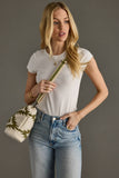 Cream & Olive Western Woven Wool Crossbody Bag | Boho Removable Strap