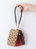 Genuine Leather Wristlet & Card Holder Set | Black Cheetah Print