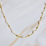 Ashley Freshwater Pearl Necklace - Gold Chain Pearl Necklace