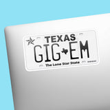 Gig ’Em Texas License Plate Waterproof Sticker