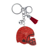 Bling Football Helmet Crystal Keychains Bag Charms Red Black