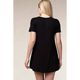 Floral Printed Rhinestone Short Sleeve Knit Top in Black