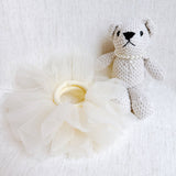 Tutu Scrunch Coquette Ballerina Bear Bag Charm Keychain Cream