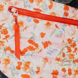 Orange Floral Quilted Puffer Sling Belt Crossbody Bag