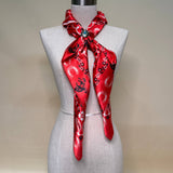 Western Bandana Print Wild Rag Scarf | Red | 36x36
