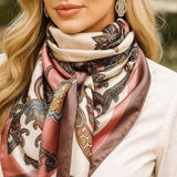 Pink Brown Paisley Printed Western Southwestern Wild Rag Scarf Accent