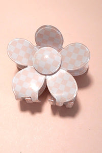 Jumbo Checker Flower Hair Claw Clip Light Pink