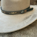 Handmade Brown Leather Western Hat Band with Stitch Detail