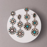 Western Floral Concho Linear Earrings | Iridescent Crystal | 2.75" Drop