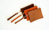 Genuine Suede Wristlet Pouch | Caramel Brown