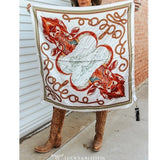 Cream Steer Rodeo Printed Western Southwestern Wild Rag Scarf Accent