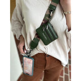 Clip & Go Phone Purse Crossbody Strap Zippered Pouch Green Tan Camo