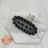 Silver & Black Stone Oval Concho Stretch Ring
