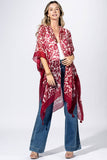 Punch Paisley Border Kimono | Red Boho Open-Front Layer