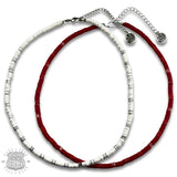 Rubber Heishi Disc Layering Necklace Red