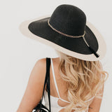 Miami Wide Brim Floppy Sun Hat | Packable | Tassel Chain Trim Black