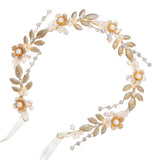 Gold Flower Leaf Floral Boho Hair Vine Headband Prom Bridal Costumes Fairy Festivals