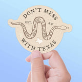 Don't Mess with Texas Rattlesnake Sticker - 3.5" Waterproof Vinyl Decal
