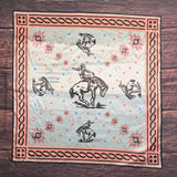 Bronc Rider Western Print Wild Rag Scarf | Mint & Blush | 36x36