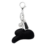 Bling Crystal Black White Western Cow Print Cowboy Hat Tassel Keychain Bag Charm