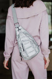 Silver Metallic Crossbody Sling Bag
