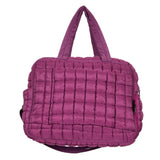 Plum Quilted Puffer Puffy Travel Duffle Weekender Bag