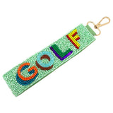 Seed Bead Golf Hand Strap Keychain Bag Charm
